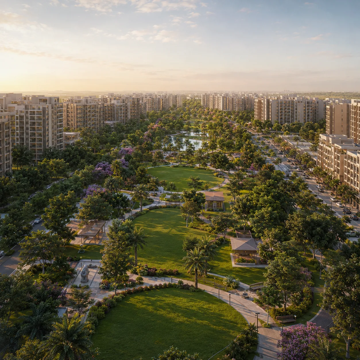 Nambiar Kanakapura Road central green spine and landscaped open space
