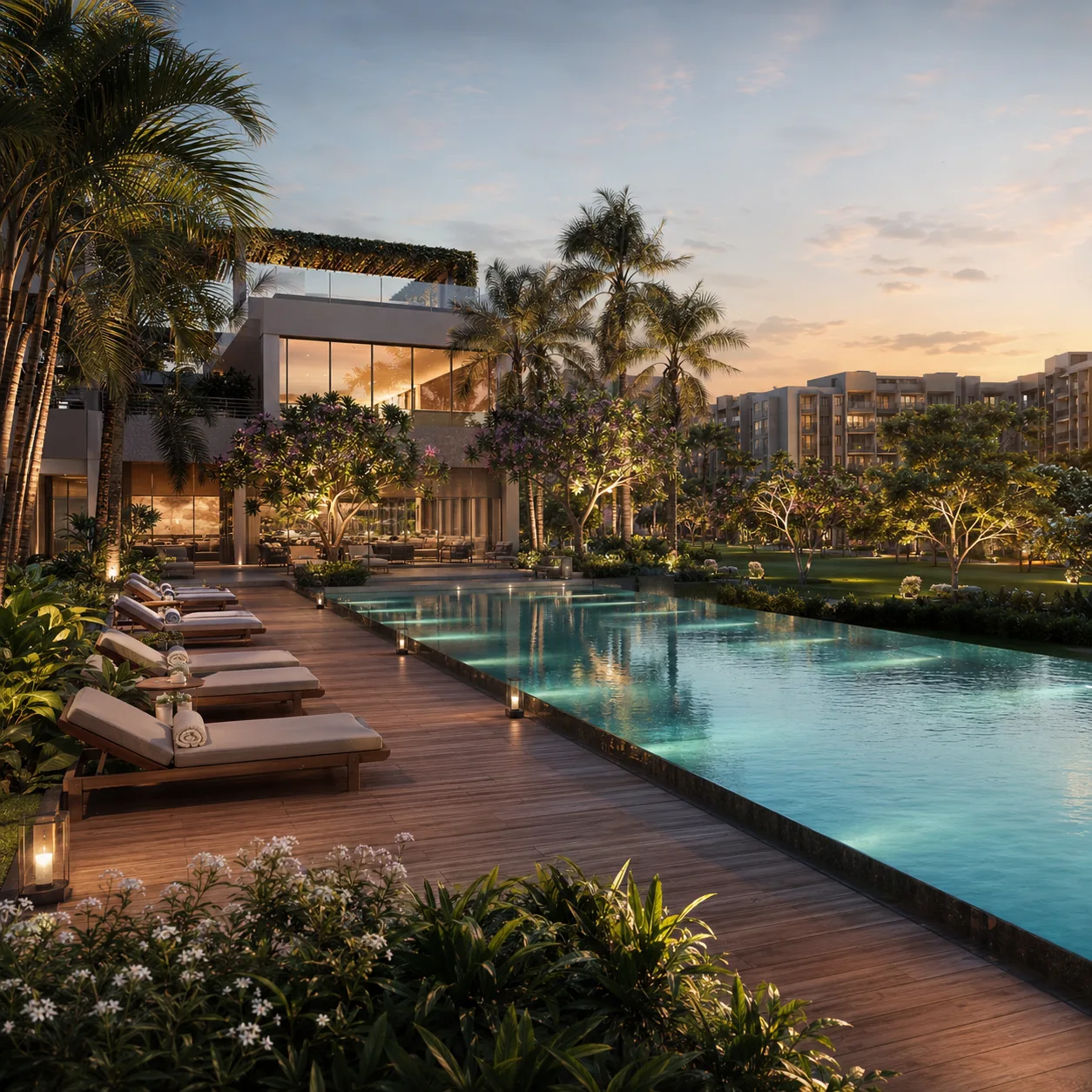 Nambiar Kanakapura Road resort-style swimming pool deck